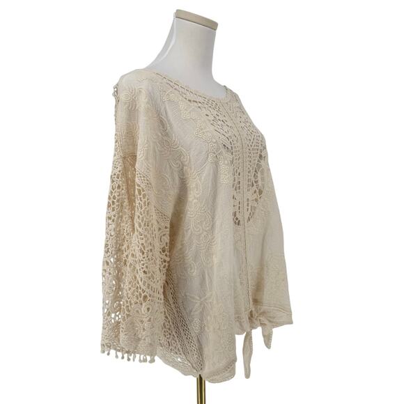 Spiaggia Dolce Open Crochet Tunic Top Women’s L Casual Coastal Beach Boho - Picture 2 of 6